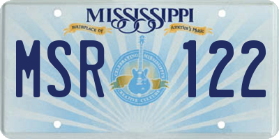 MS license plate MSR122