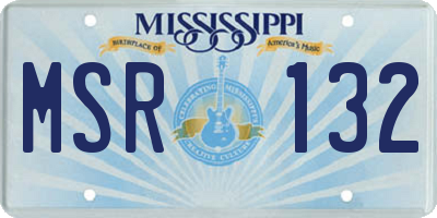MS license plate MSR132