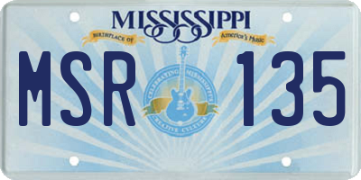 MS license plate MSR135