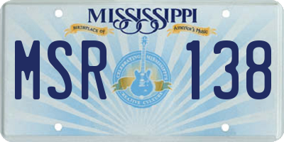 MS license plate MSR138