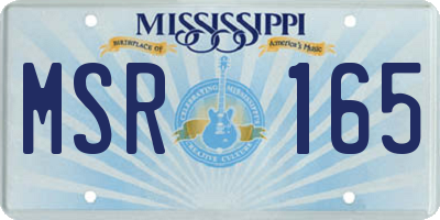 MS license plate MSR165