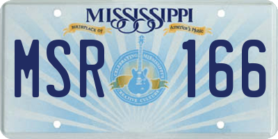 MS license plate MSR166