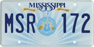 MS license plate MSR172