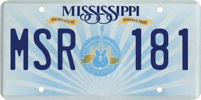 MS license plate MSR181