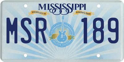 MS license plate MSR189