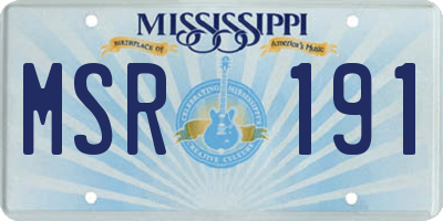 MS license plate MSR191