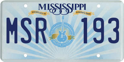 MS license plate MSR193