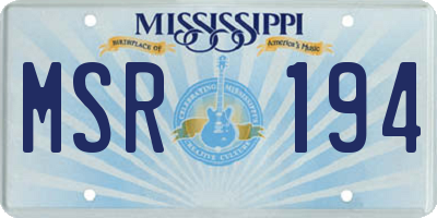 MS license plate MSR194
