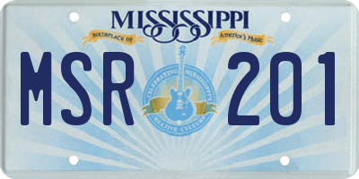 MS license plate MSR201