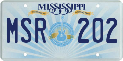 MS license plate MSR202