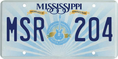MS license plate MSR204