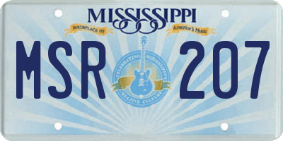 MS license plate MSR207