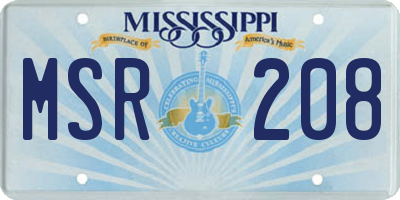MS license plate MSR208