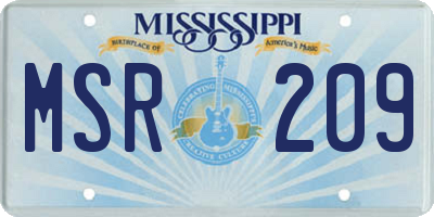 MS license plate MSR209