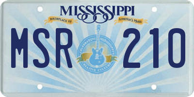 MS license plate MSR210