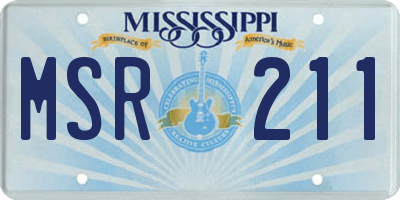 MS license plate MSR211