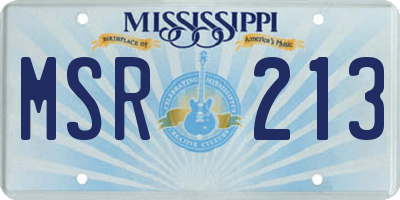 MS license plate MSR213