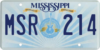 MS license plate MSR214