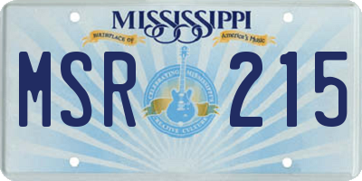 MS license plate MSR215