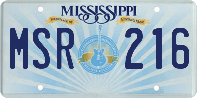 MS license plate MSR216