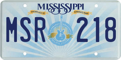 MS license plate MSR218