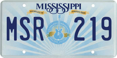 MS license plate MSR219