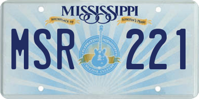 MS license plate MSR221