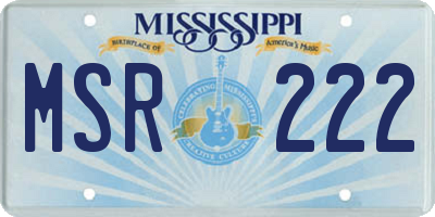 MS license plate MSR222
