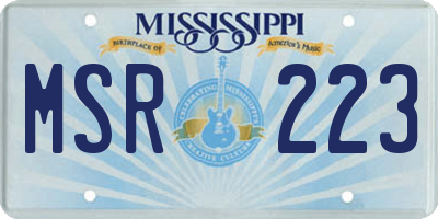 MS license plate MSR223