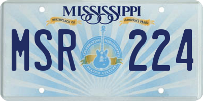 MS license plate MSR224