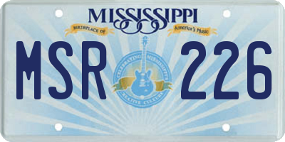 MS license plate MSR226