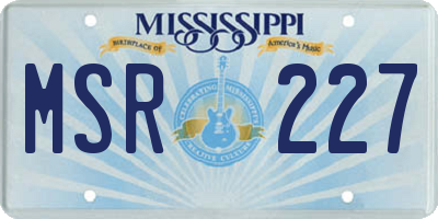 MS license plate MSR227