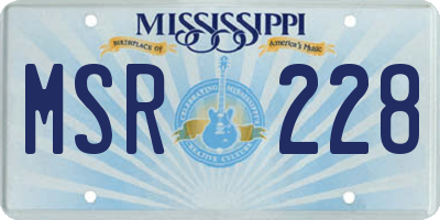 MS license plate MSR228