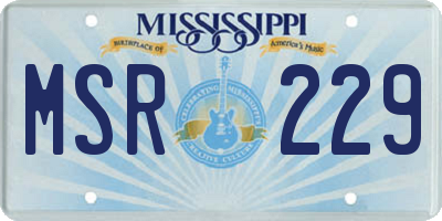 MS license plate MSR229