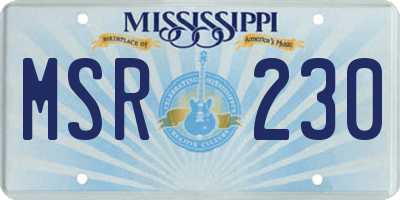 MS license plate MSR230