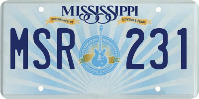 MS license plate MSR231
