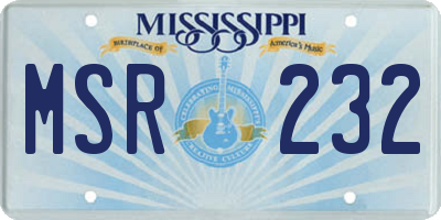 MS license plate MSR232