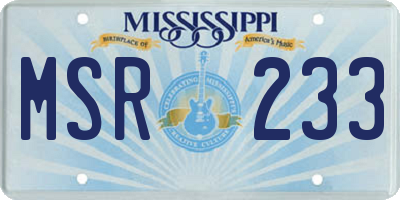 MS license plate MSR233