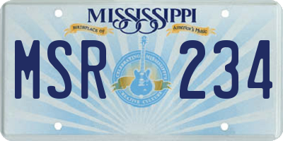 MS license plate MSR234