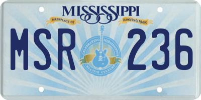 MS license plate MSR236