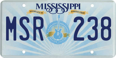 MS license plate MSR238