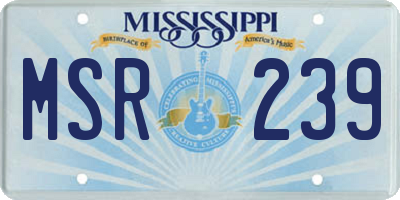 MS license plate MSR239