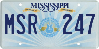 MS license plate MSR247
