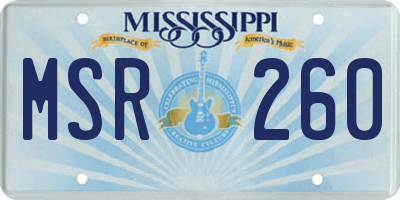 MS license plate MSR260