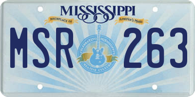 MS license plate MSR263