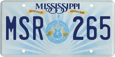 MS license plate MSR265