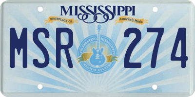 MS license plate MSR274