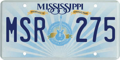 MS license plate MSR275