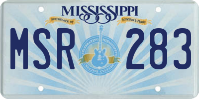 MS license plate MSR283