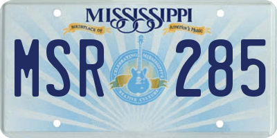 MS license plate MSR285